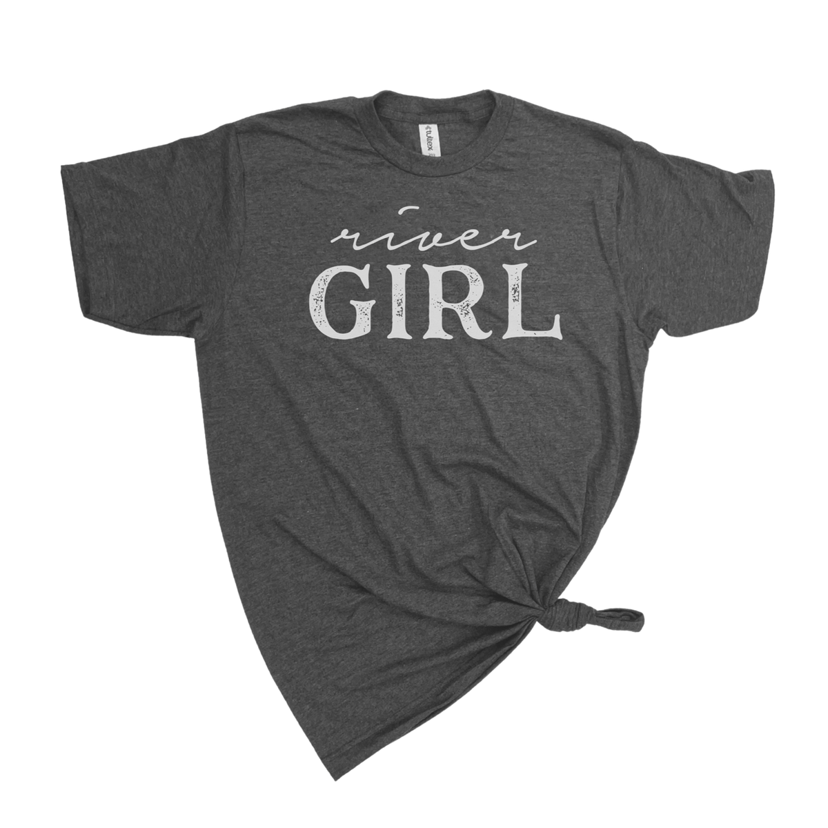 RIVER GIRL T-SHIRT: HEATHER GRANITE WHT INK