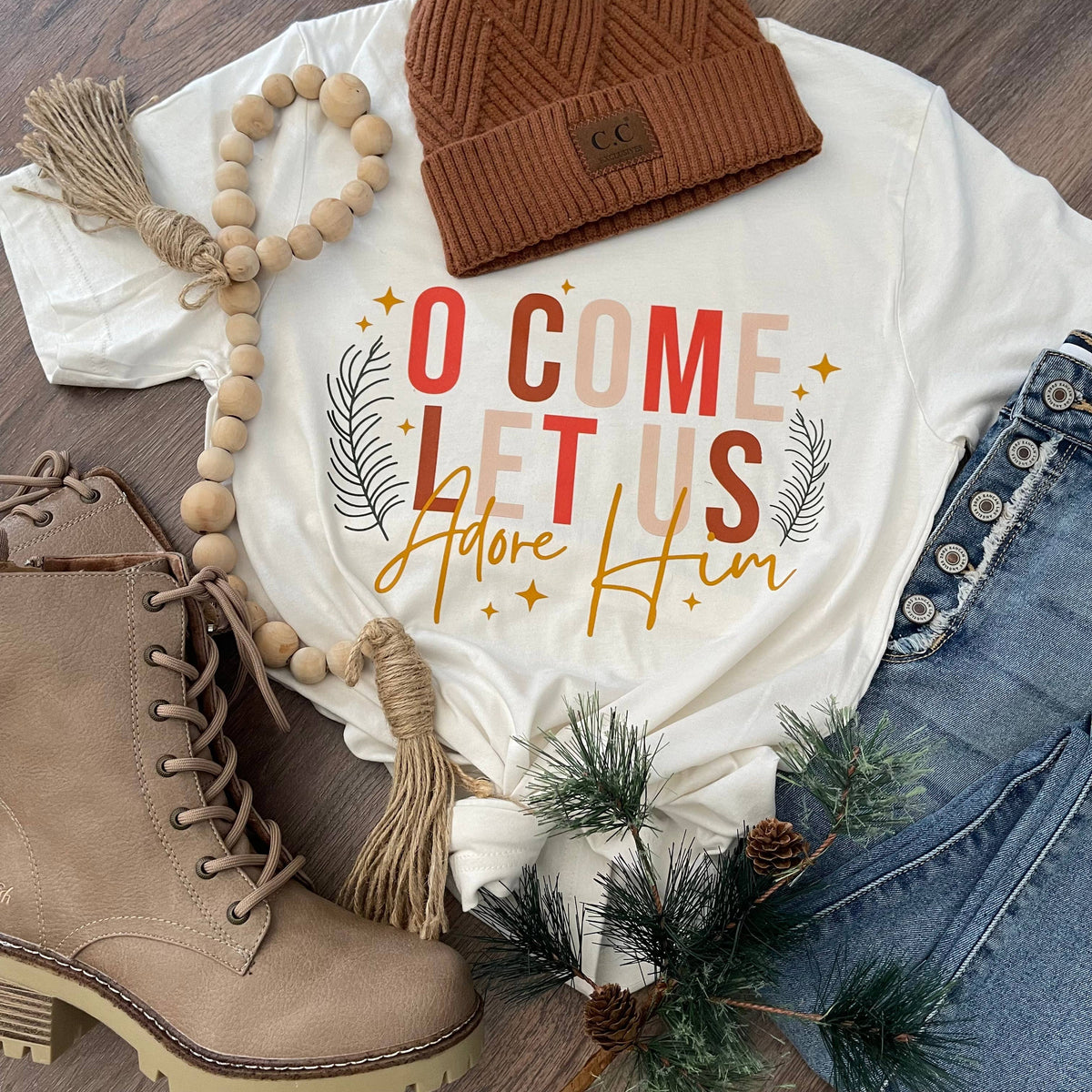 O Come Let Us Adore Him Tee: Medium