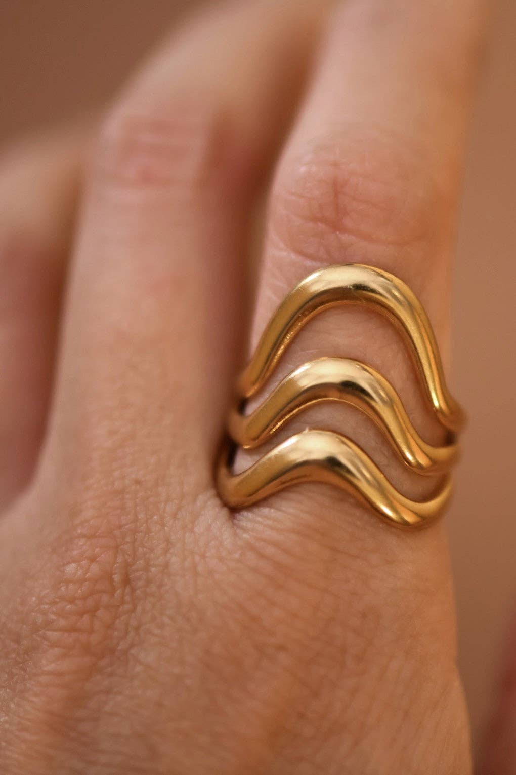 18K Gold Plated Waterproof Stainless Steel Ring - 7855: S0OX3T7855