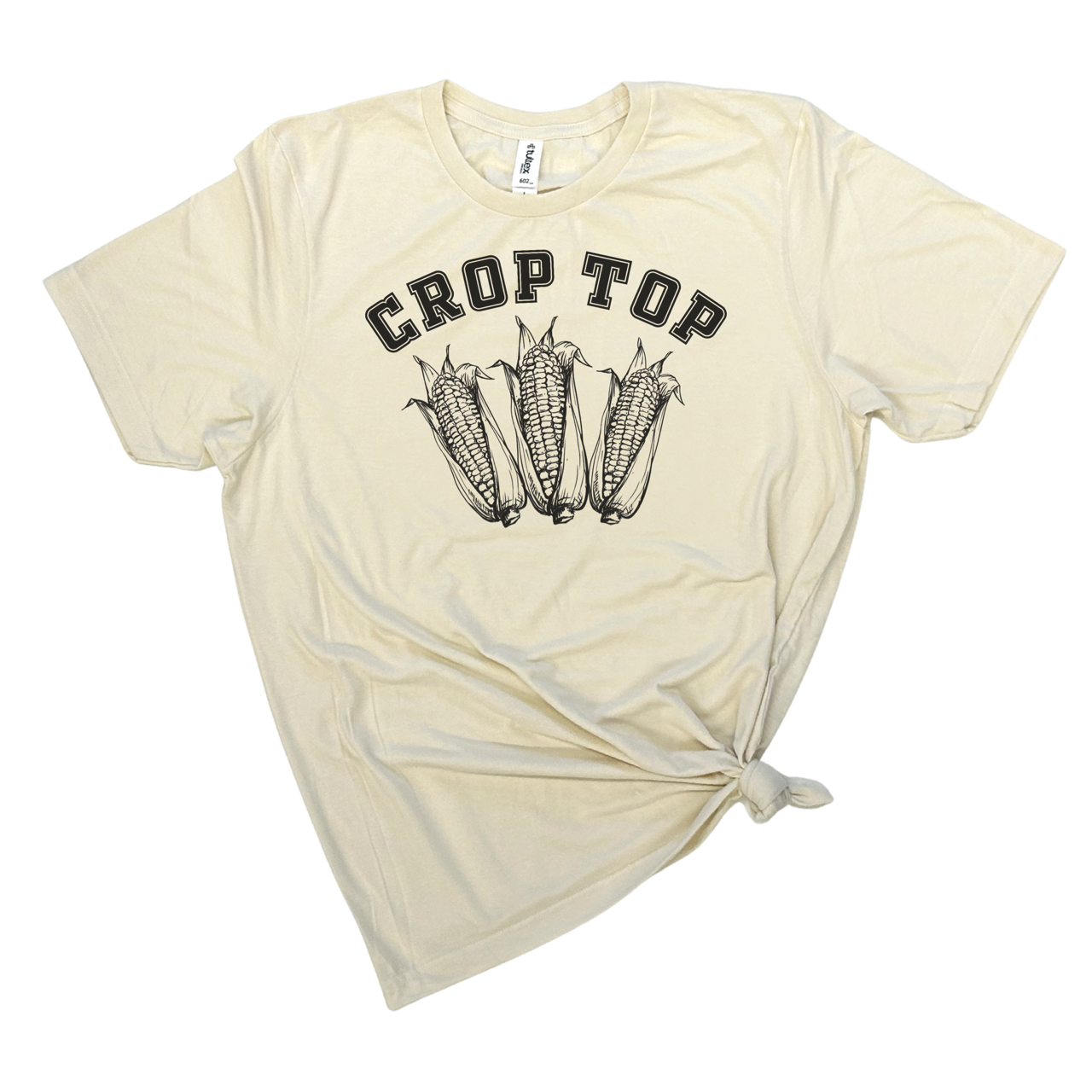 CROP TOP T-SHIRT: Heather Navy wht ink
