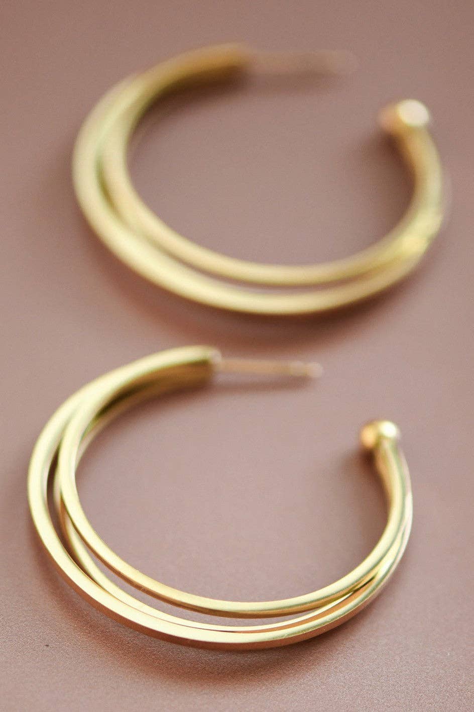 18K Gold PVD Plated Waterproof Stainless Steel Hoop Earrings - 7132: S0OX3T7132
