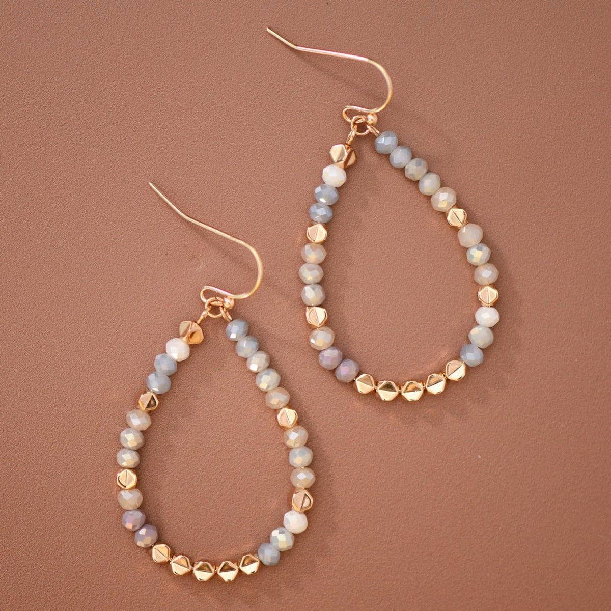 Soft Pastel Glass Crystal Beaded Teardrop Earrings – 8105: S0OX3T8105