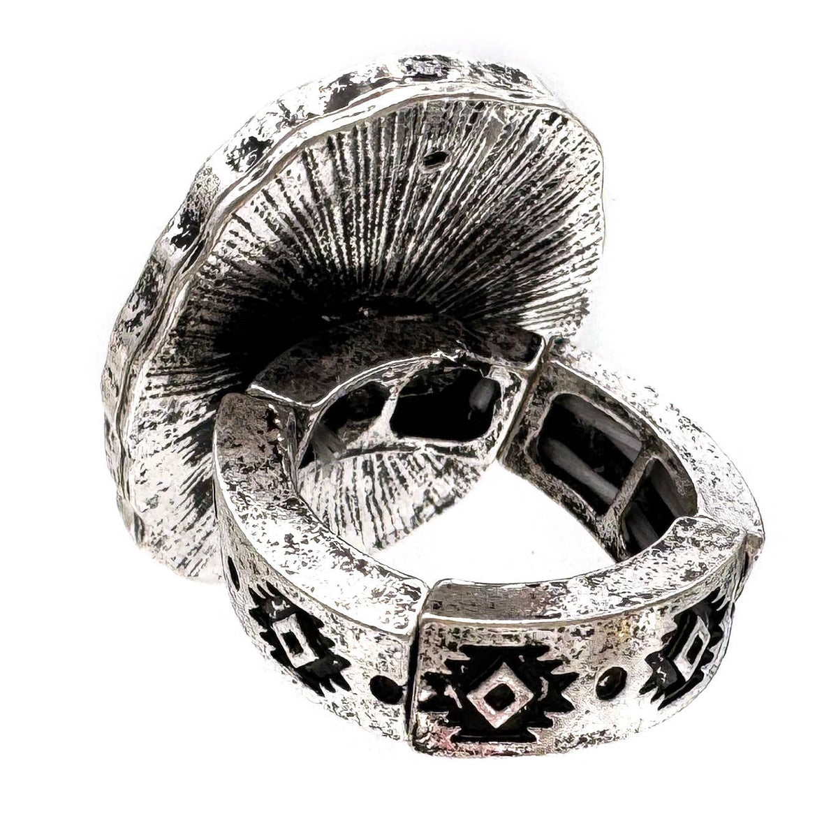 Sunflower Turquoise Stone Western Native Stretch Ring: Turquoise