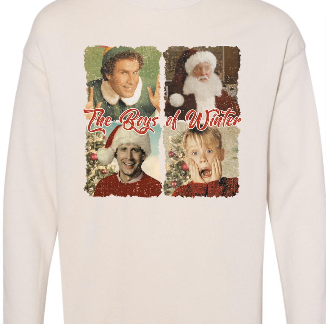 The Boys of Christmas Crewneck Sweatshirt: Red / Small
