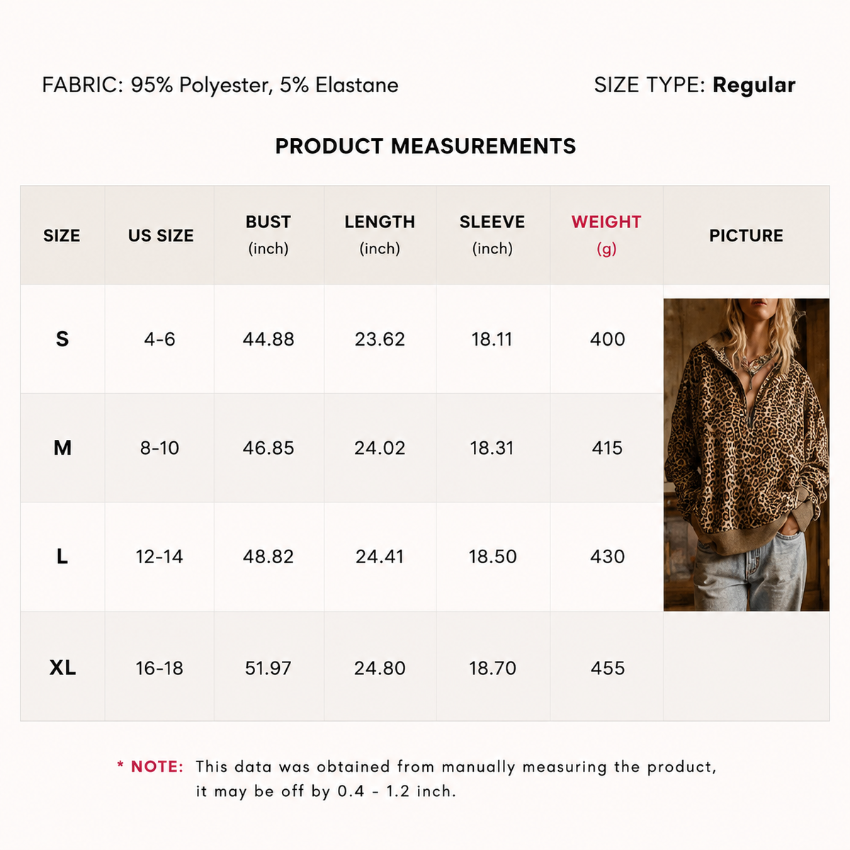 Leopard Print Half Zip Oversized Pullover Sweatshirt: Coffee / 95%Polyester 5%Elastane