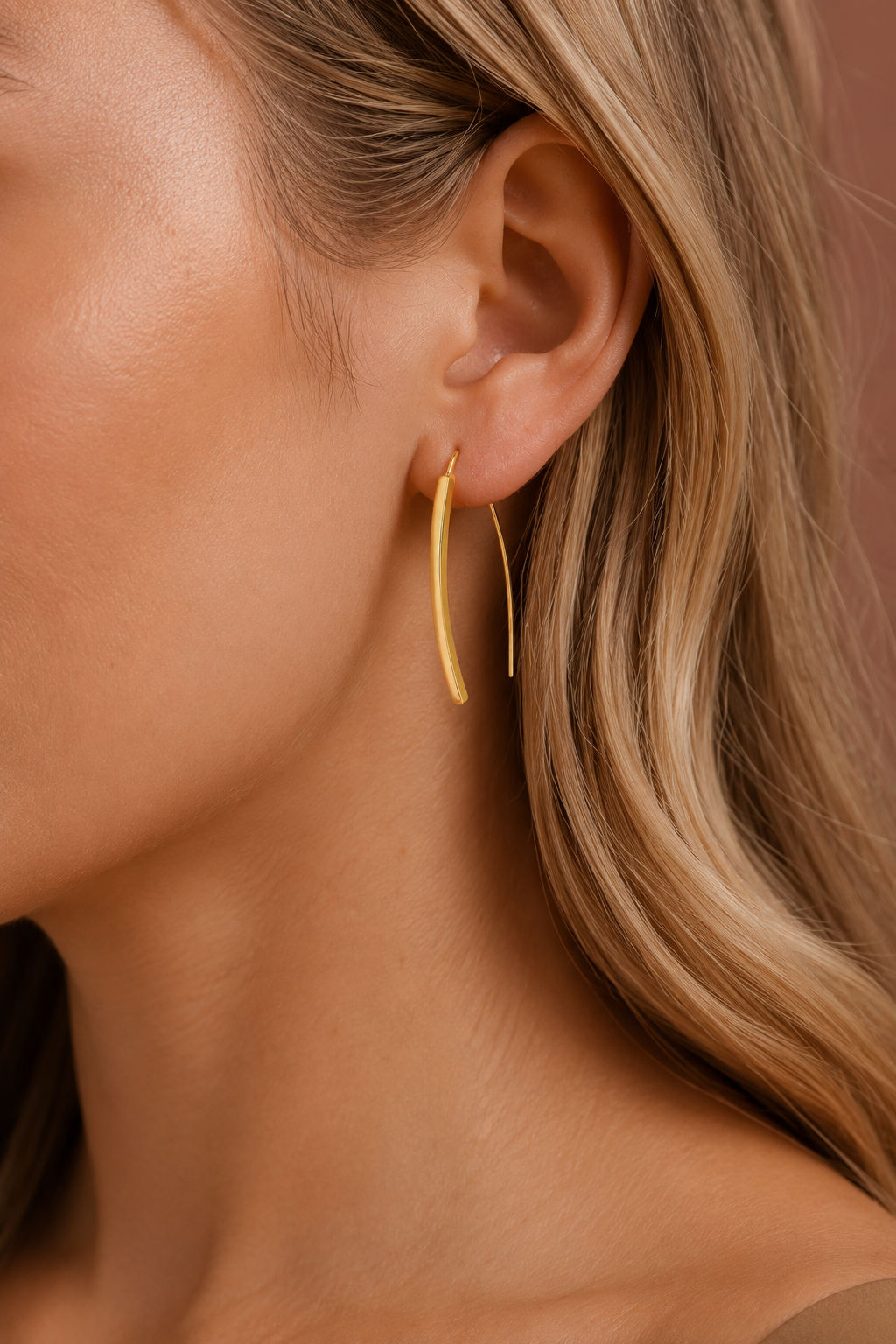 18K Gold PVD Plated Stainless Steel Threader Earrings - 7196: S0OX3T7196 Gold