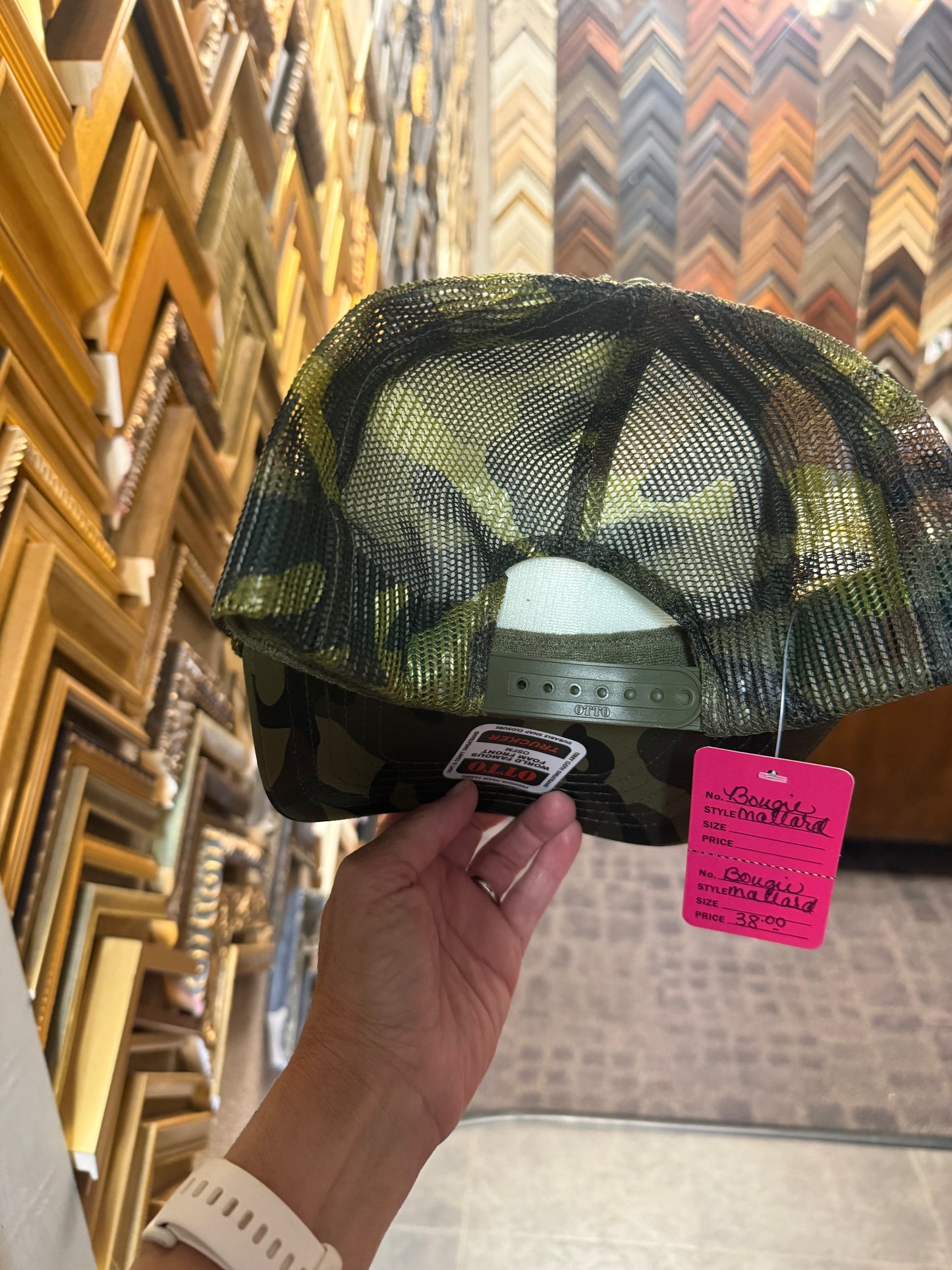 Backwoods Bougie Sequin Trucker Collection: Camo/White MALLARD