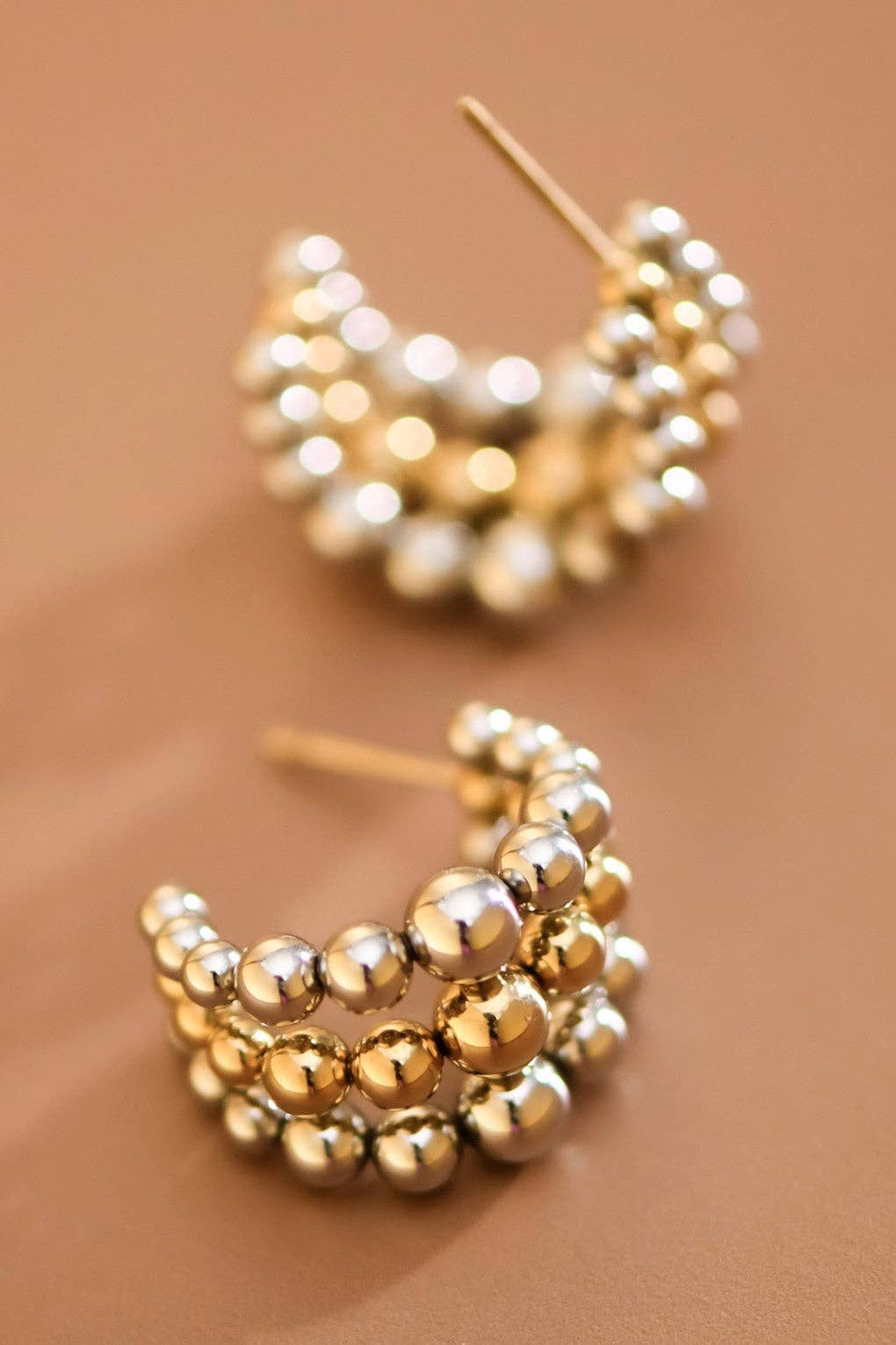 18K Gold Plated Waterproof Stainless Steel Hoop Earrings - 7850: S0OX3T7850 Two Tone