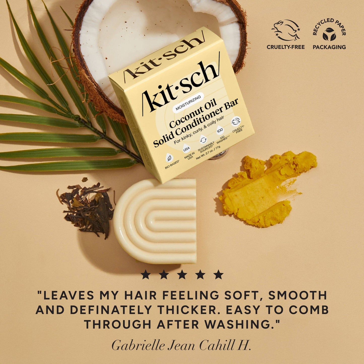 Coconut Oil Shampoo & Conditioner Bar Combo for Dry Damaged Hair