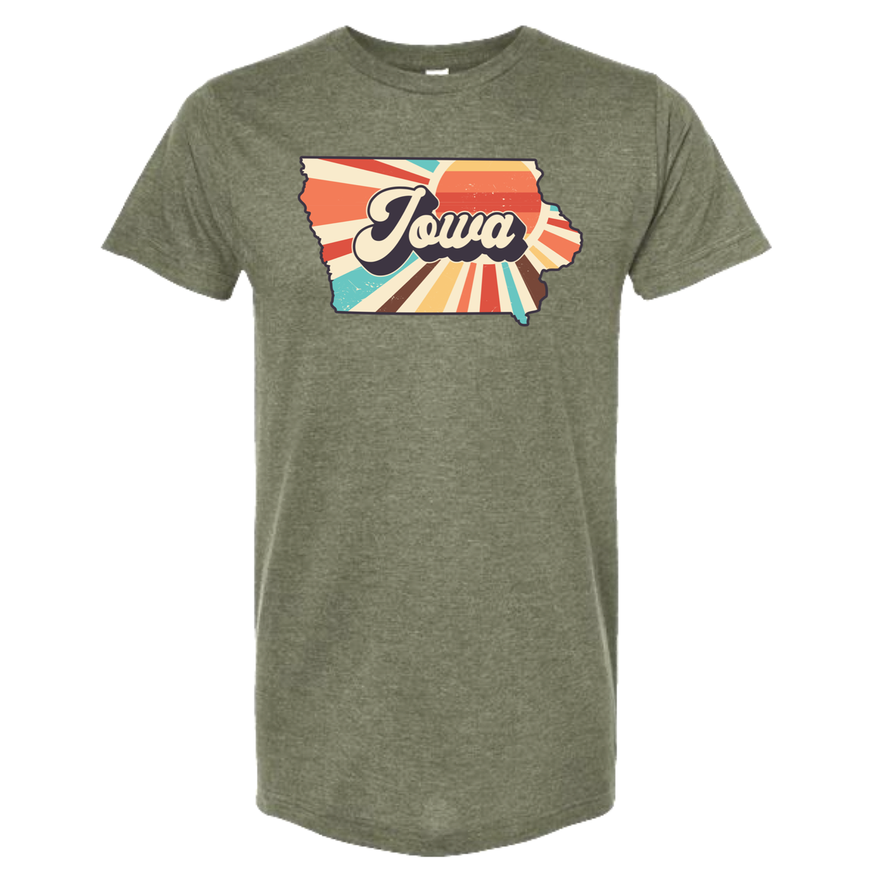 IOWA SUNSET T-SHIRT /  Multi Color Print: Heather Red