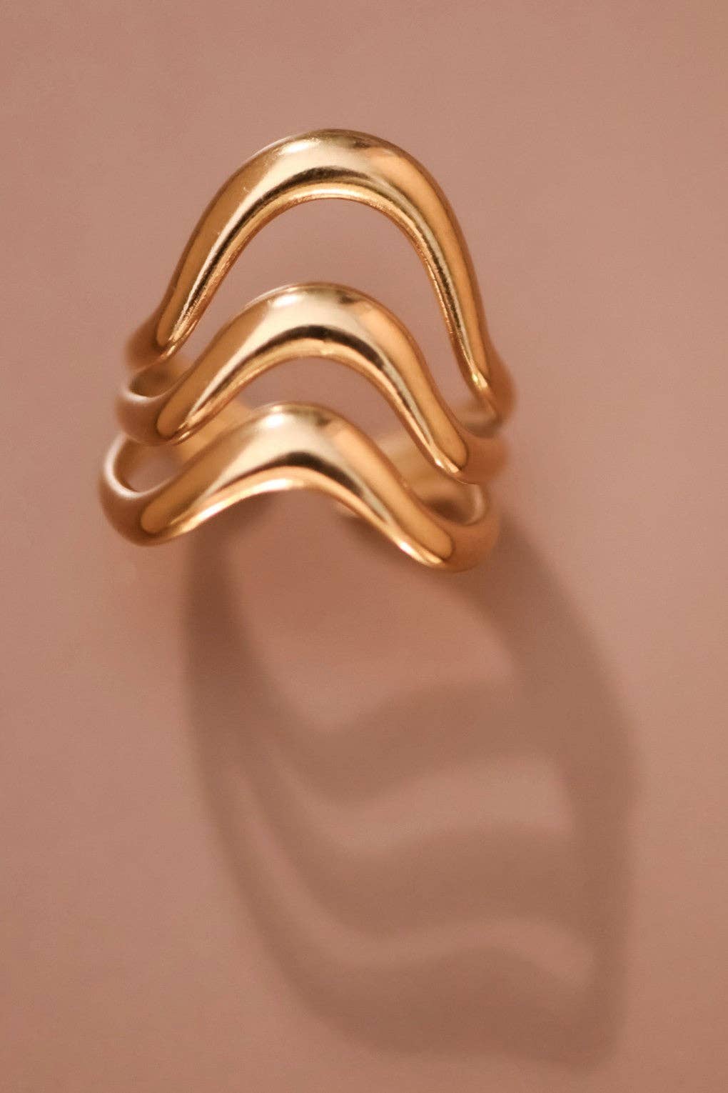 18K Gold Plated Waterproof Stainless Steel Ring - 7855: S0OX3T7855