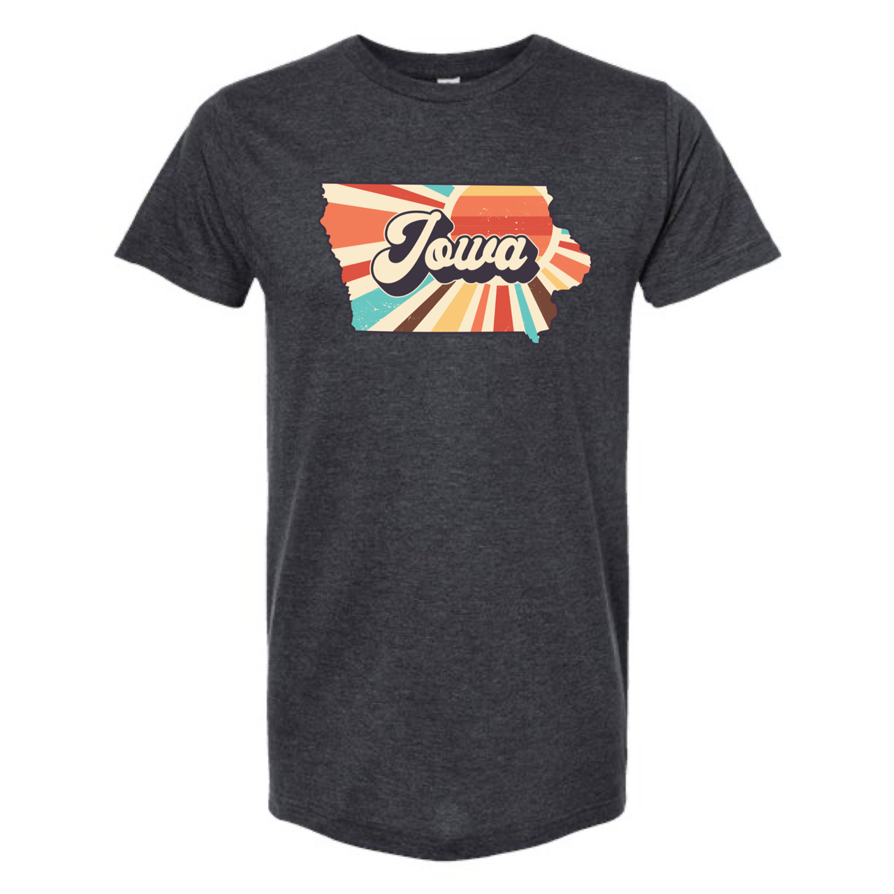 IOWA SUNSET T-SHIRT /  Multi Color Print: Heather Red