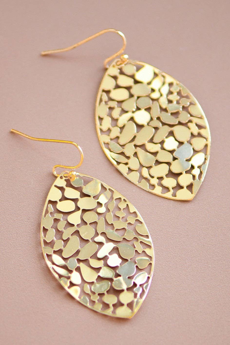 Gold Plated Metal Leaf Drop Earrings - 7418: S0OX3T7418