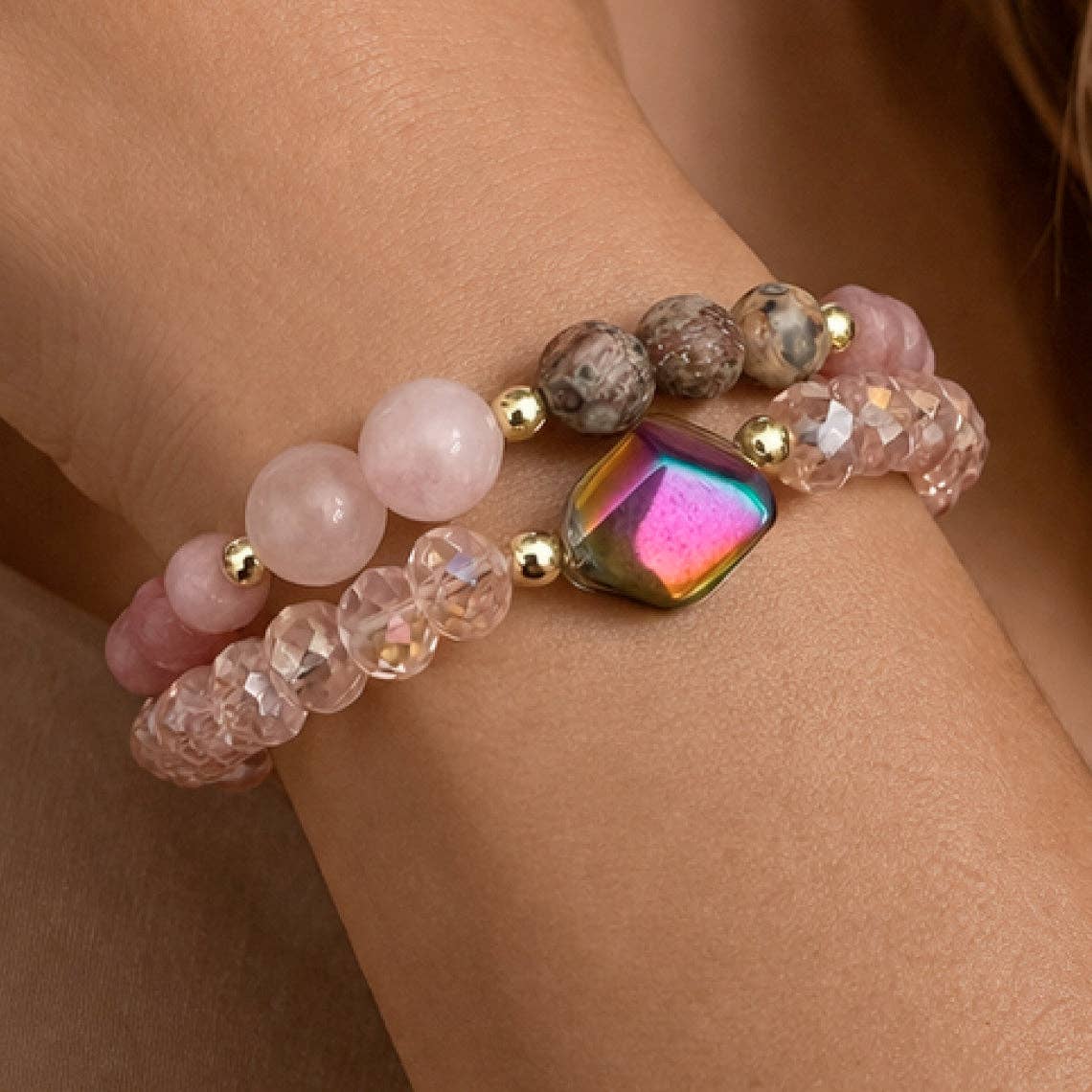 Boho Stretch Bracelet Set with Mixed Natural Stones – 8060: S0OX3T8060