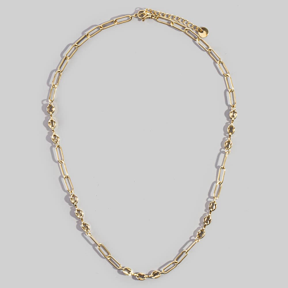 Gold Dipped Paperclip Mariner Chain Necklace: SGD