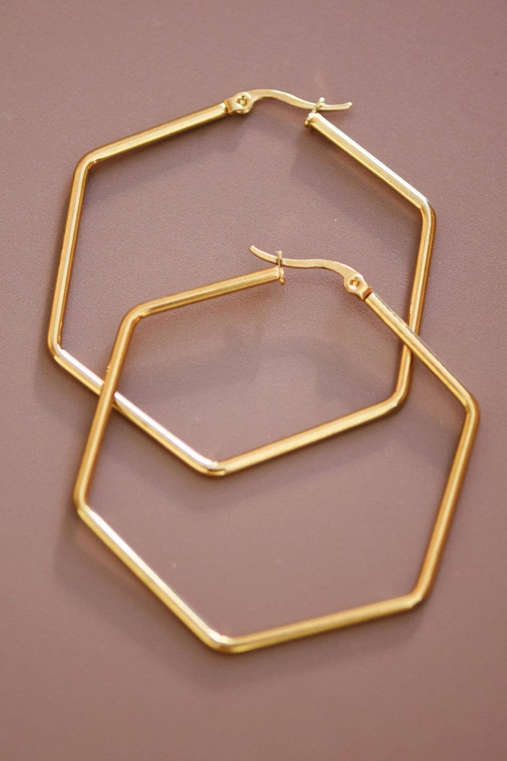 18K Gold Plated Waterproof Stainless Steel Hoop Earrings - 7151: S0OX3T7151 Gold