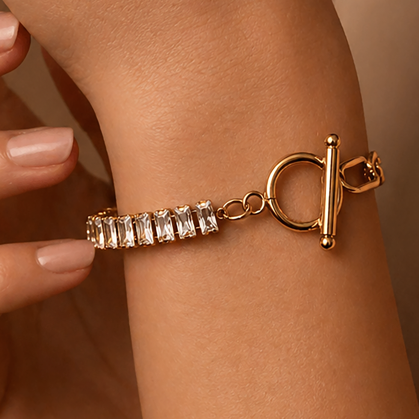 18K Gold PVD Plated Stainless Steel Toggle Chain Bracelet – 8019: S0OX3T8019