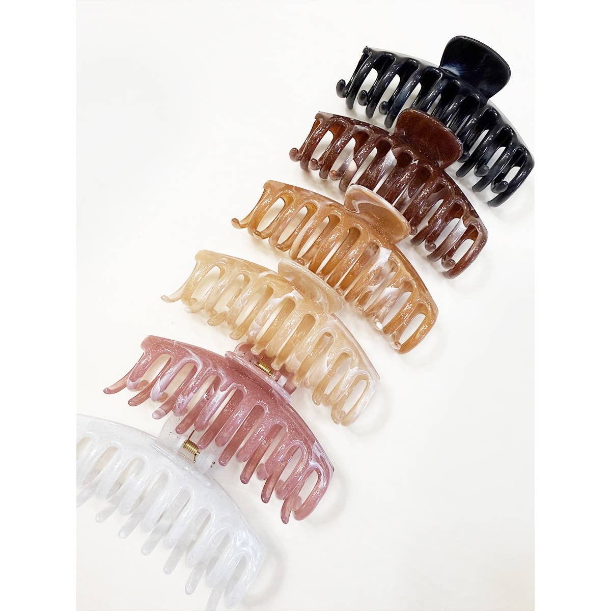 Marbled Round Comb Hair Claw Clips: MIX COLOR / ONE(12)