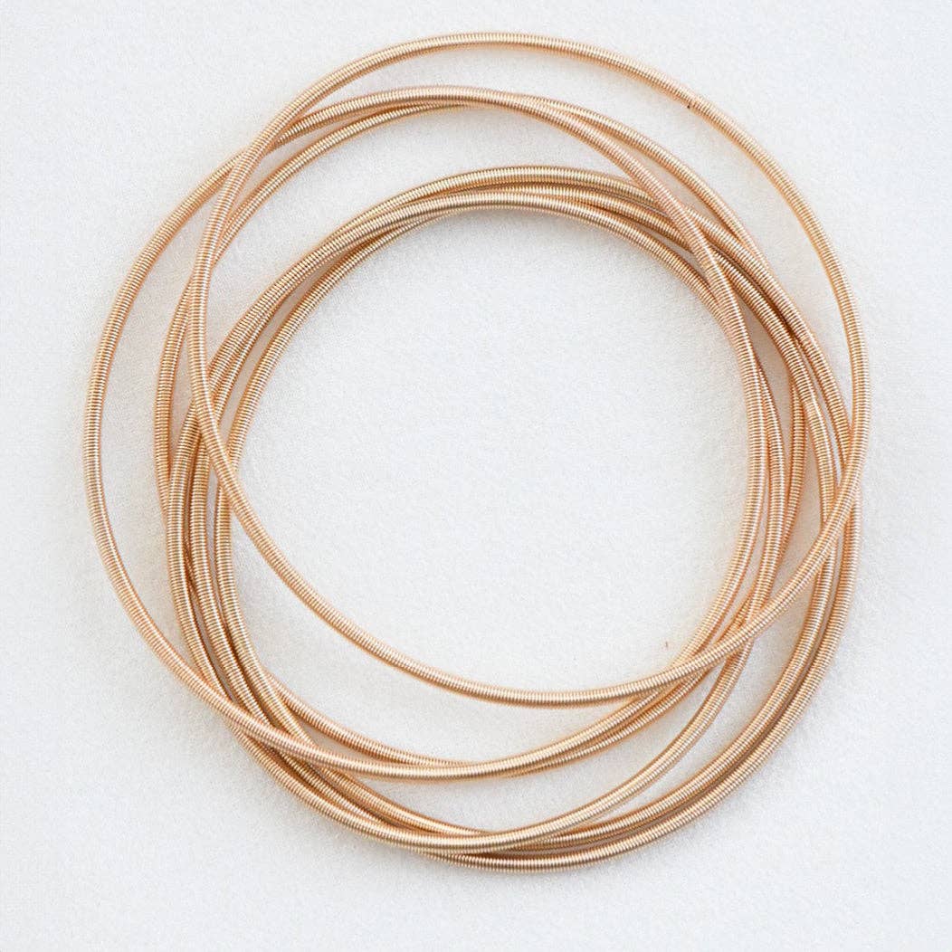 Stretchy Layered Guitar String Bracelet Set - 6015 6016 6018: S0OX3T6015 Silver