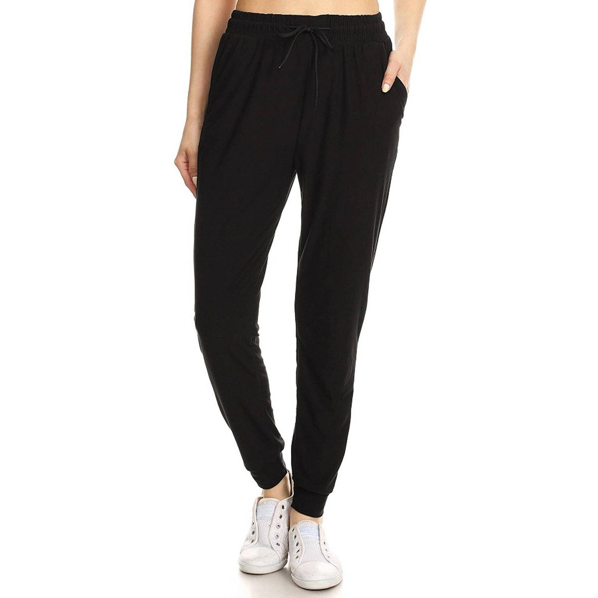 Buttery Soft Solid Joggers with Drawstring: Black