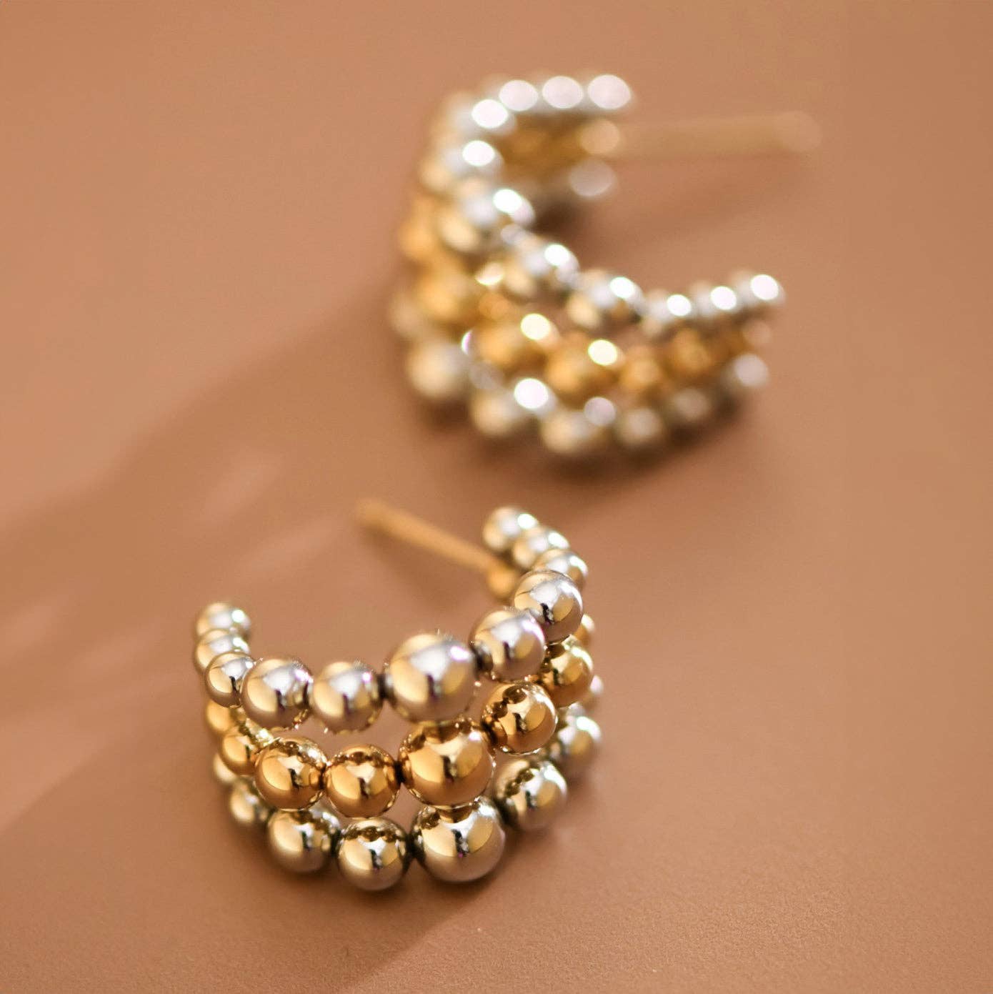 18K Gold Plated Waterproof Stainless Steel Hoop Earrings - 7850: S0OX3T7850 Two Tone