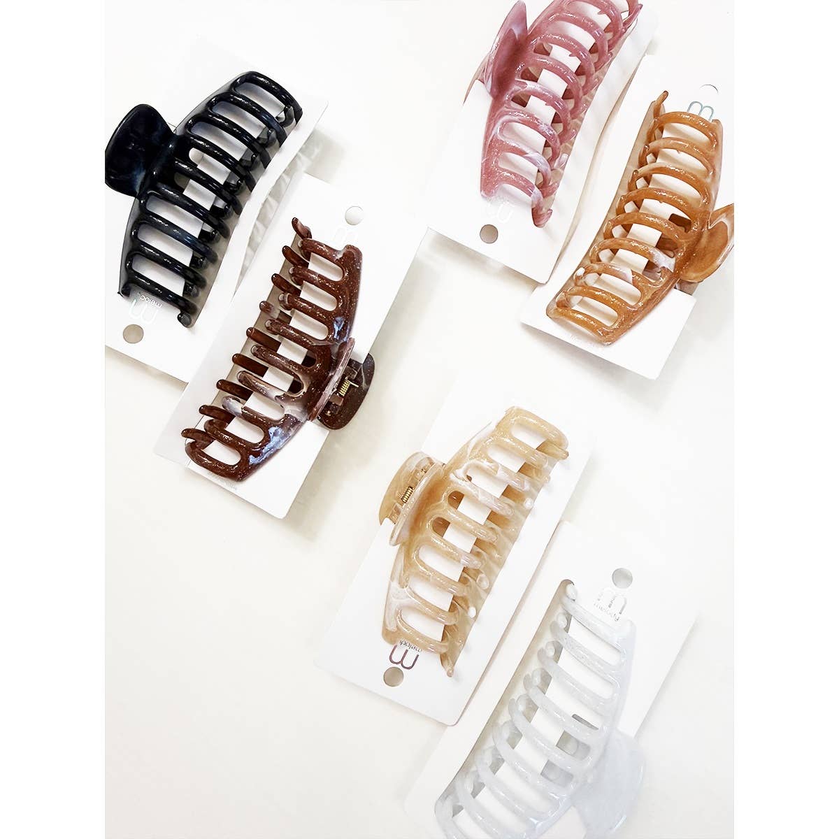 Marbled Round Comb Hair Claw Clips: MIX COLOR / ONE(12)