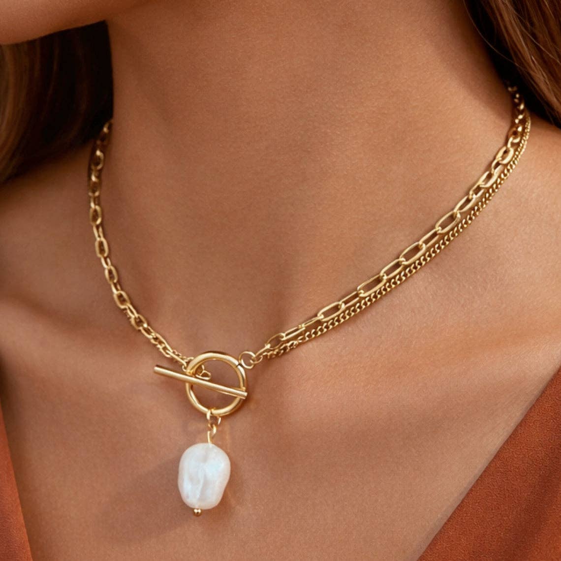 18K Gold PVD Plated Waterproof Stainless Steel Chain Necklace - 6860: S0OX3T6860