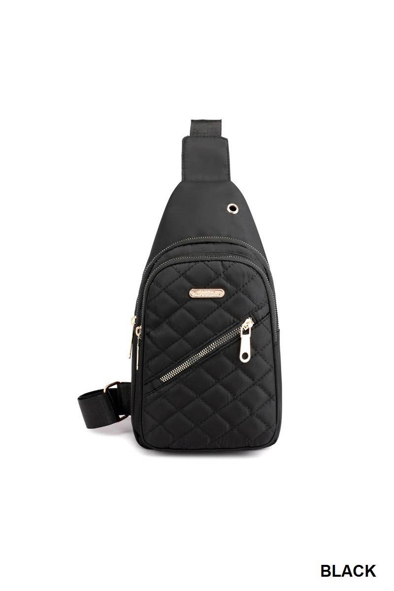 Quilted Multi-pocket Crossbody Sling Bag