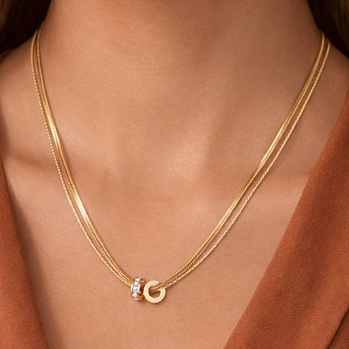 18K Gold Plated Waterproof Stainless Steel Chain Necklace - 6990: S0OX3T6990