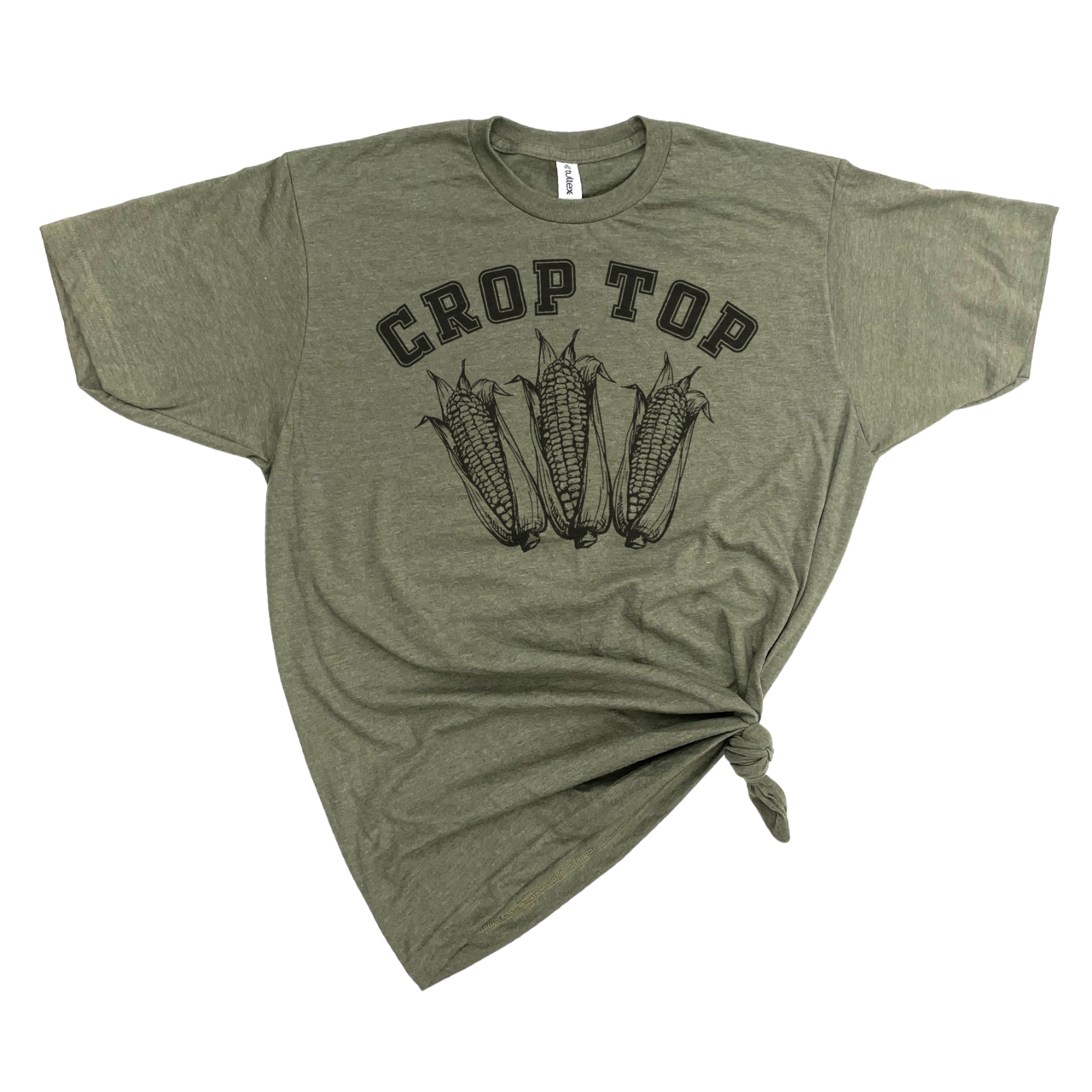 CROP TOP T-SHIRT: Heather Navy wht ink