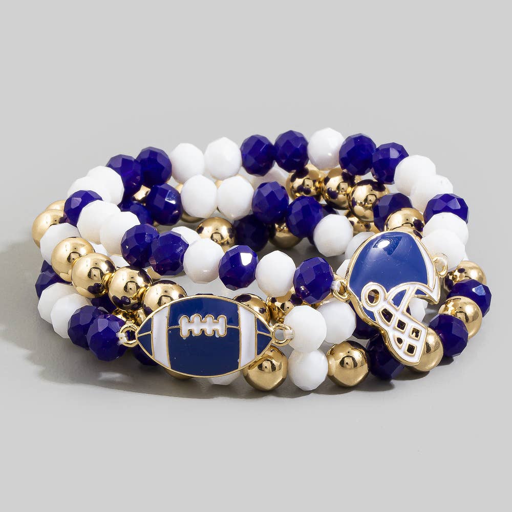 Enamel Football Charm Crystal Bead Bracelet: MUBK
