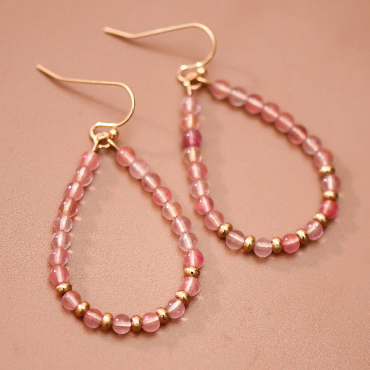 Natural Stone Beaded Teardrop Wire Earrings - 7286: S0OX3T7286