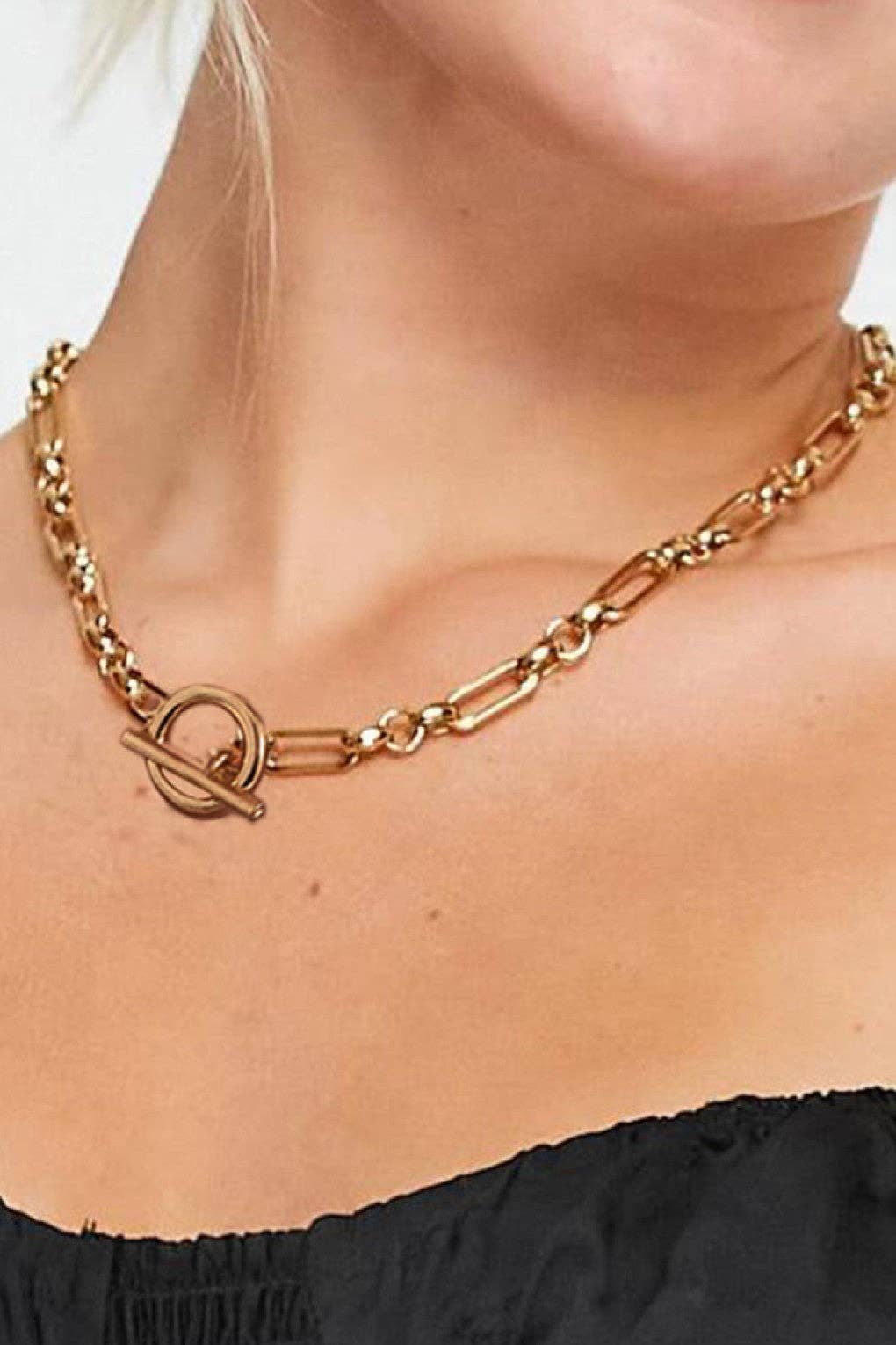 18K Gold PVD Plated Waterproof Stainless Steel Chain Necklace - 7477: S0OX3T7477