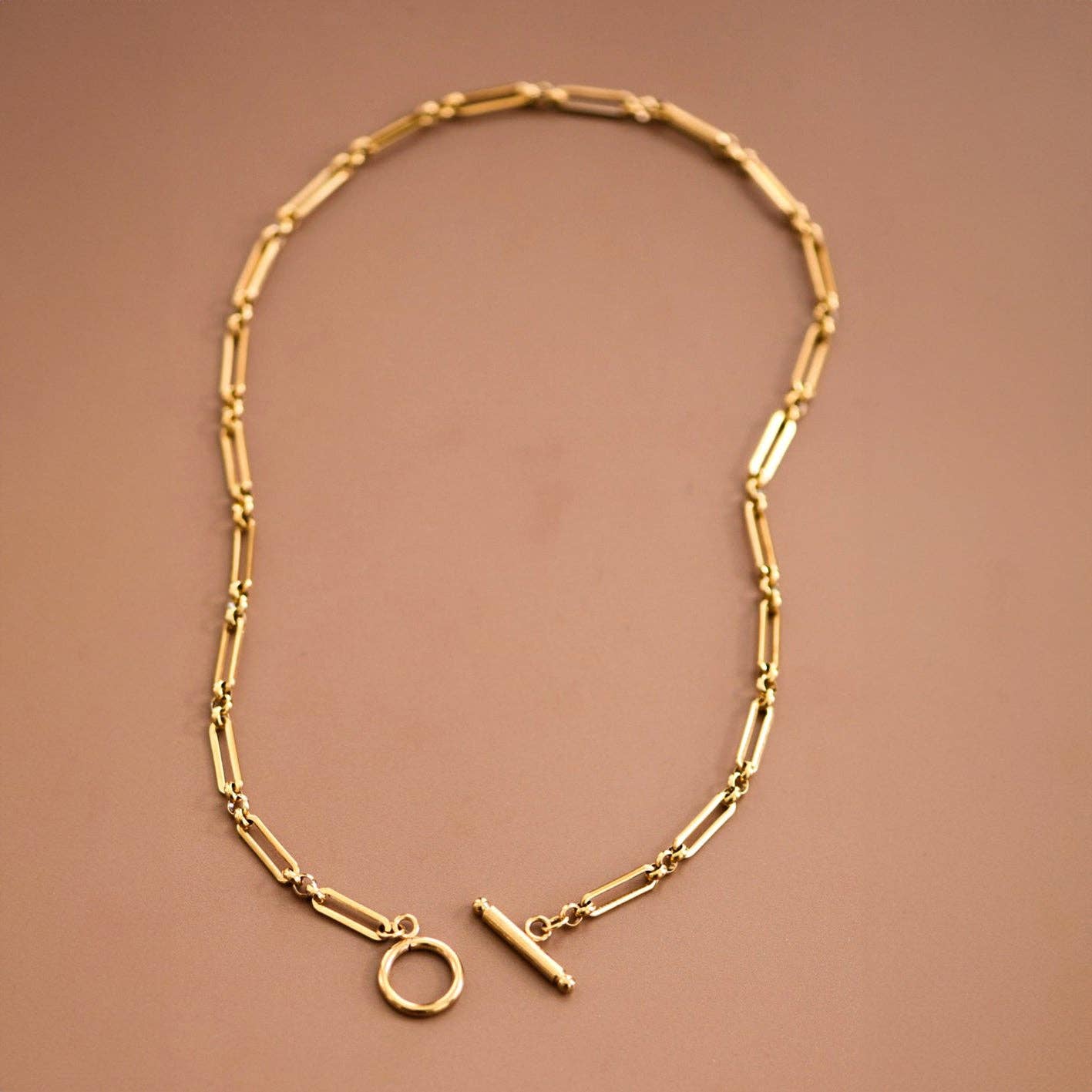 18K Gold PVD Plated Waterproof Stainless Steel Chain Necklace - 7477: S0OX3T7477