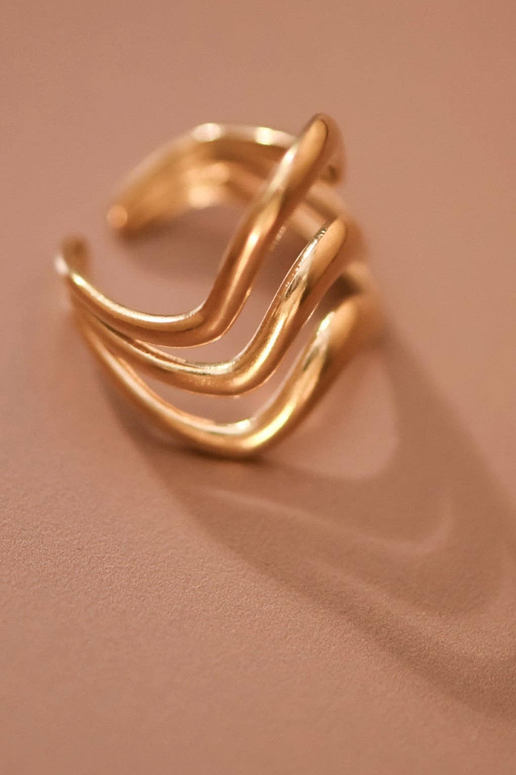 18K Gold Plated Waterproof Stainless Steel Ring - 7855: S0OX3T7855
