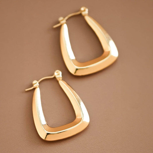 18K Gold Plated Waterproof Stainless Steel Hoop Earrings - 7104: S0OX3T7104