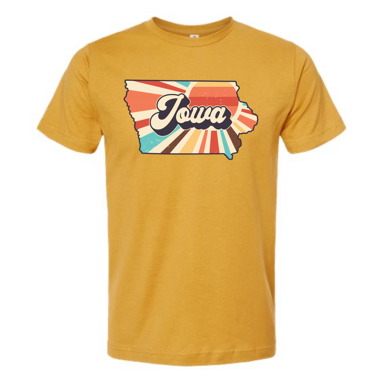IOWA SUNSET T-SHIRT /  Multi Color Print: Heather Red