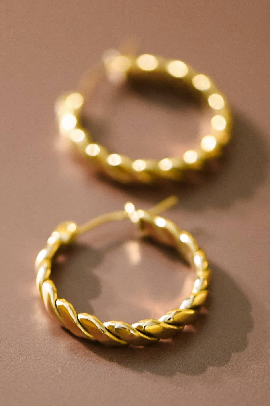 18K Gold PVD Plated Waterproof Stainless Steel Hoop Earrings - 6881: S0OX3T6881 Gold