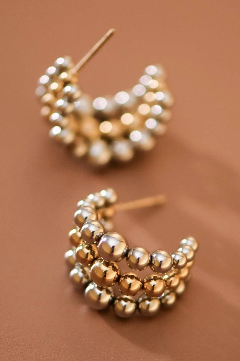 18K Gold Plated Waterproof Stainless Steel Hoop Earrings - 7850: S0OX3T7850 Two Tone