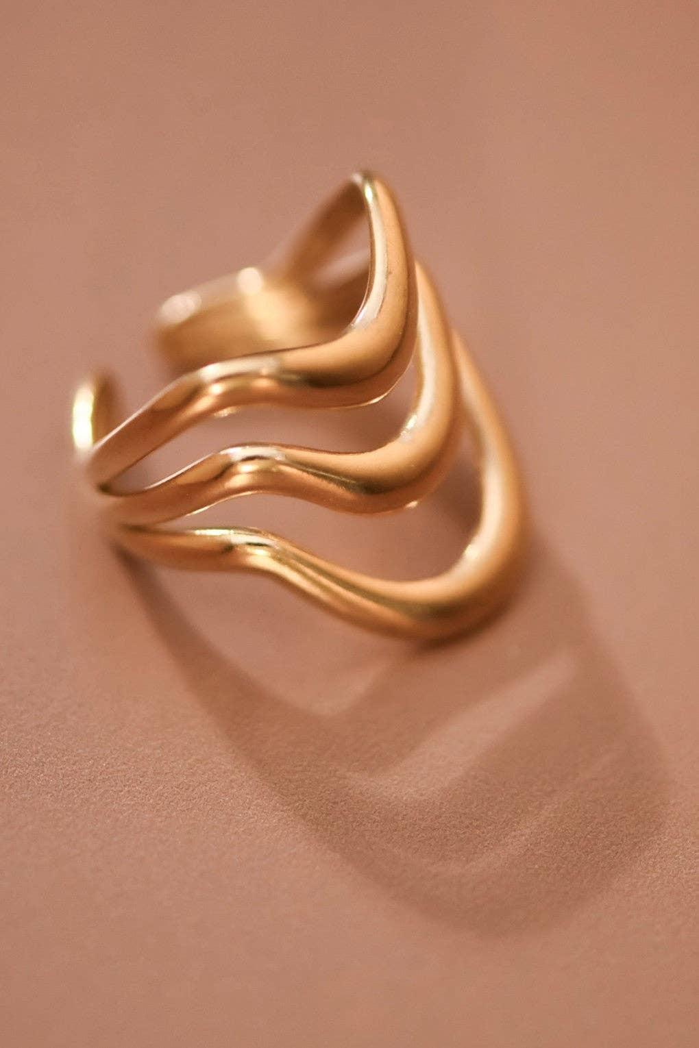 18K Gold Plated Waterproof Stainless Steel Ring - 7855: S0OX3T7855
