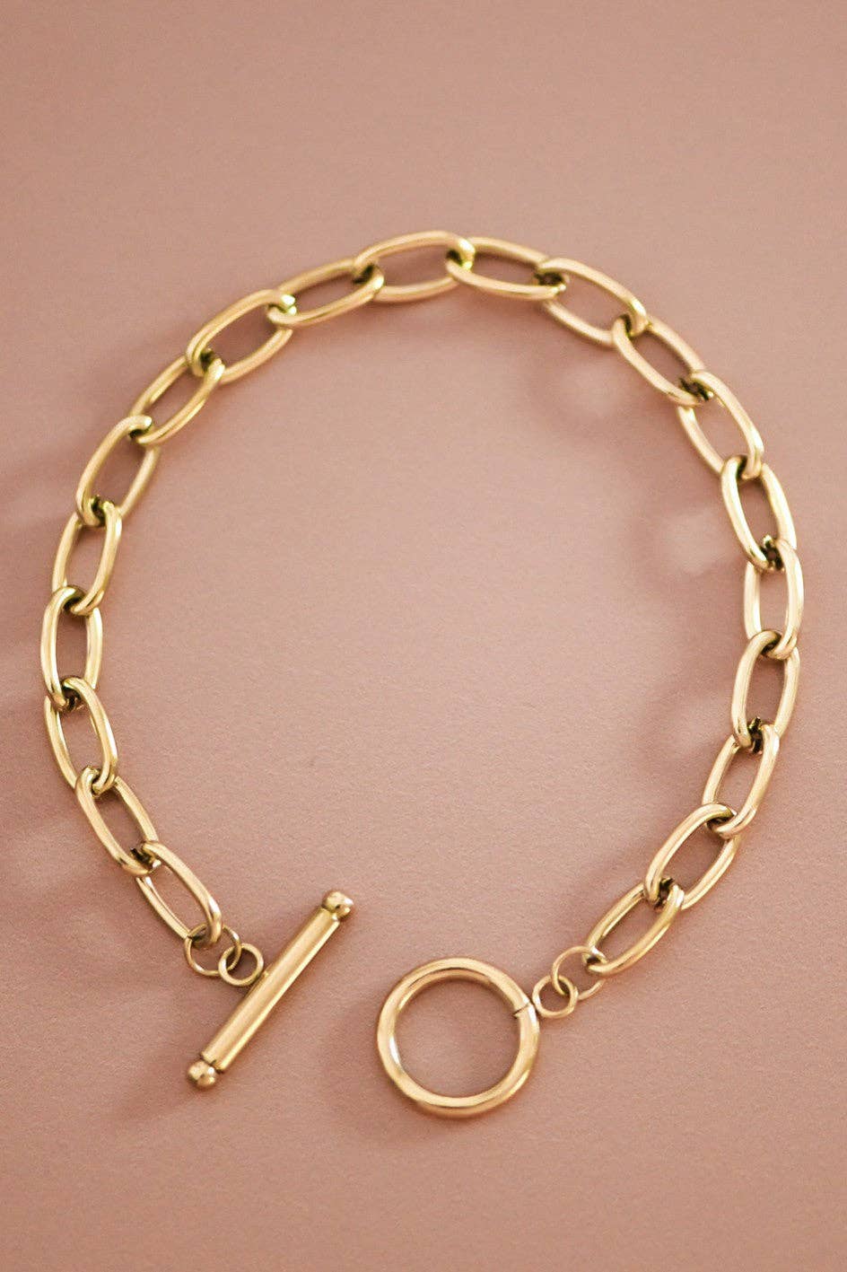 18K Gold Plated Paperclip Chain Stainless Steel Bracelet - 7365: S0OX3T7365