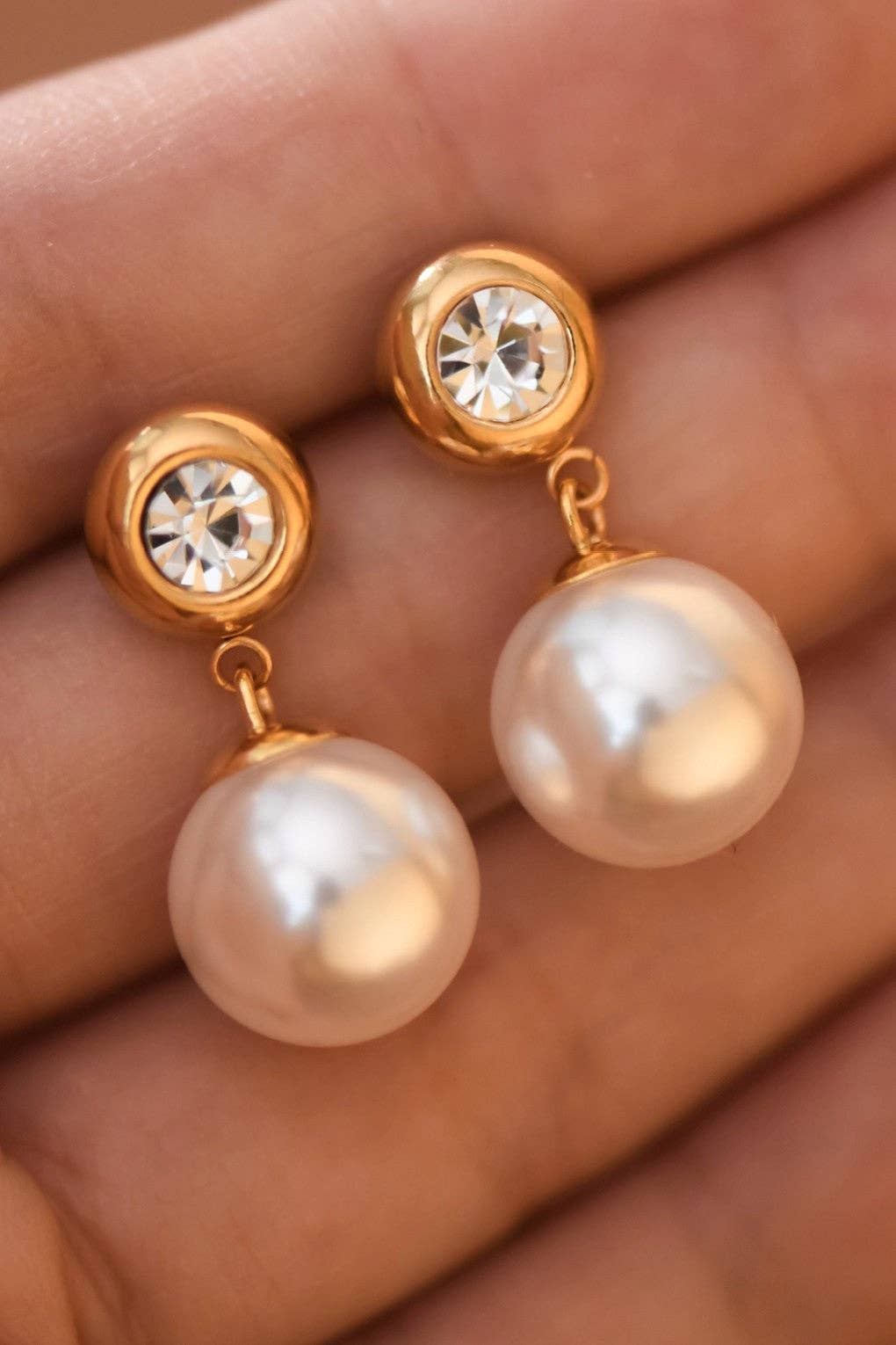 18K Gold PVD Plated Waterproof Stainless Steel Drop Earrings - 7774: S0OX3T7774