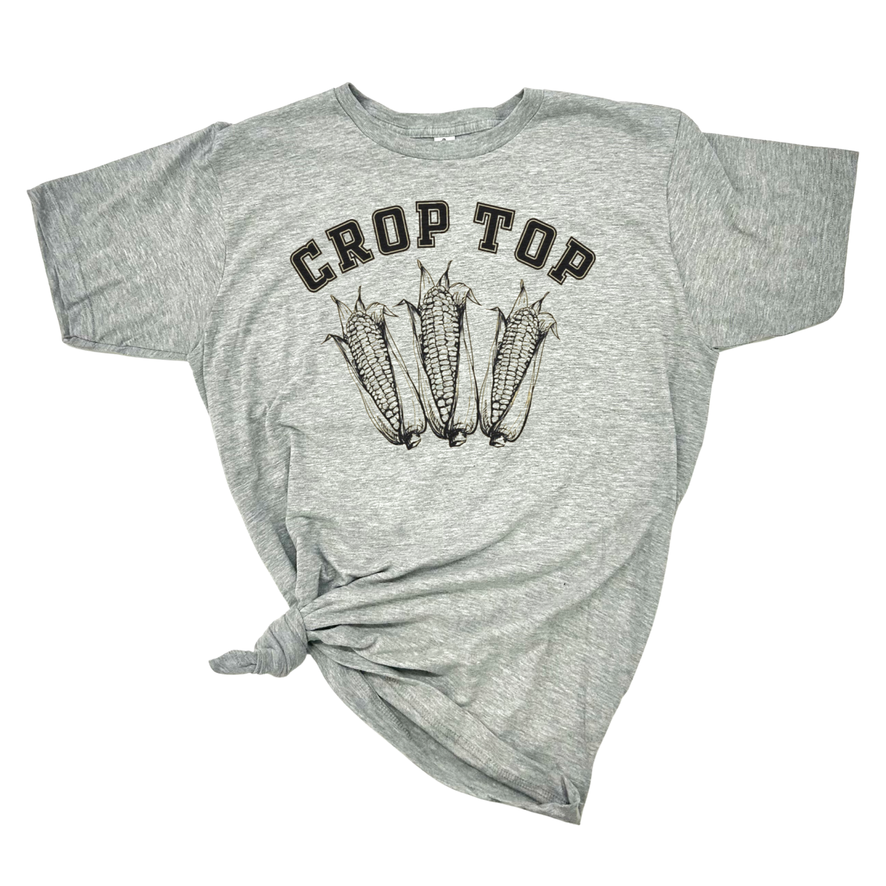 CROP TOP T-SHIRT: Heather Navy wht ink