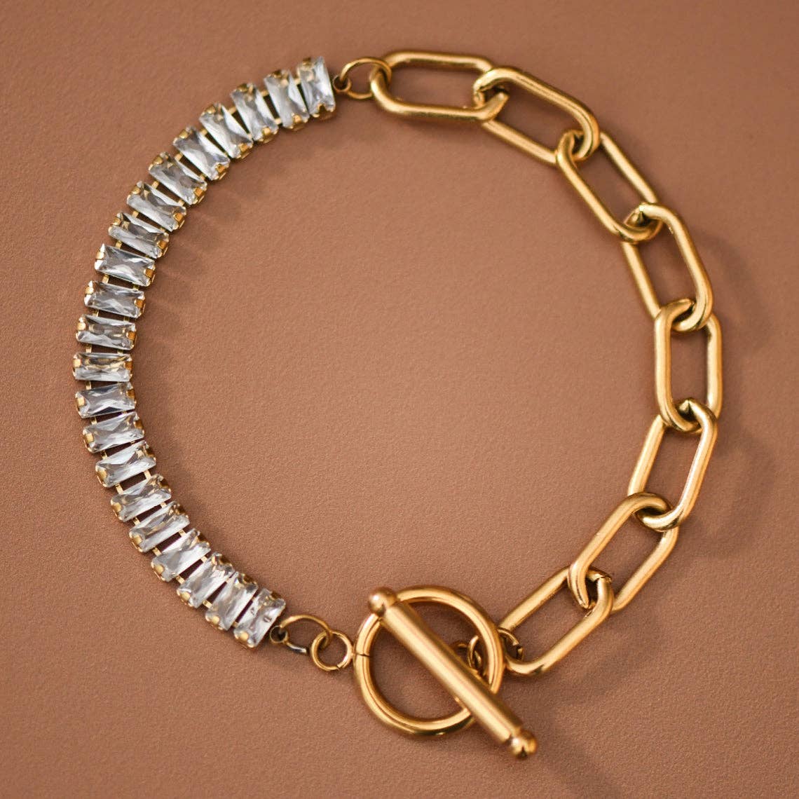 18K Gold PVD Plated Stainless Steel Toggle Chain Bracelet – 8019: S0OX3T8019