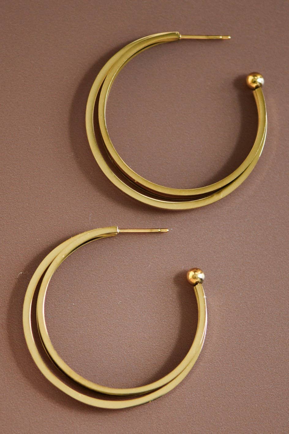 18K Gold PVD Plated Waterproof Stainless Steel Hoop Earrings - 7132: S0OX3T7132