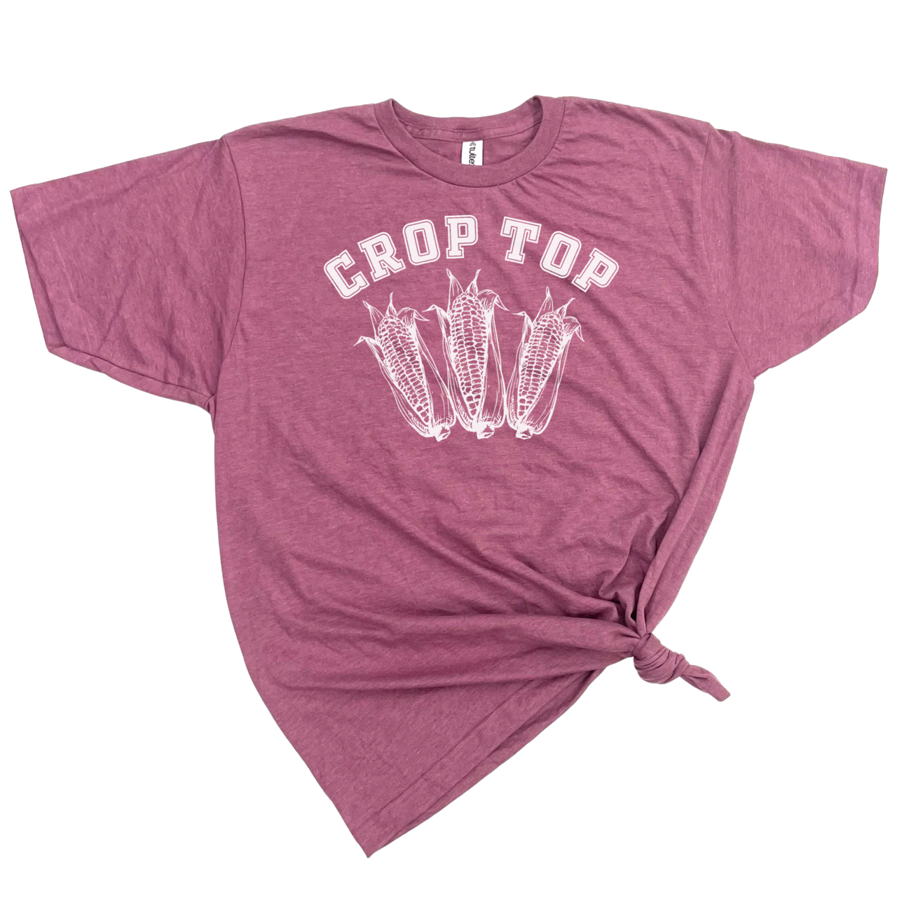 CROP TOP T-SHIRT: Heather Navy wht ink