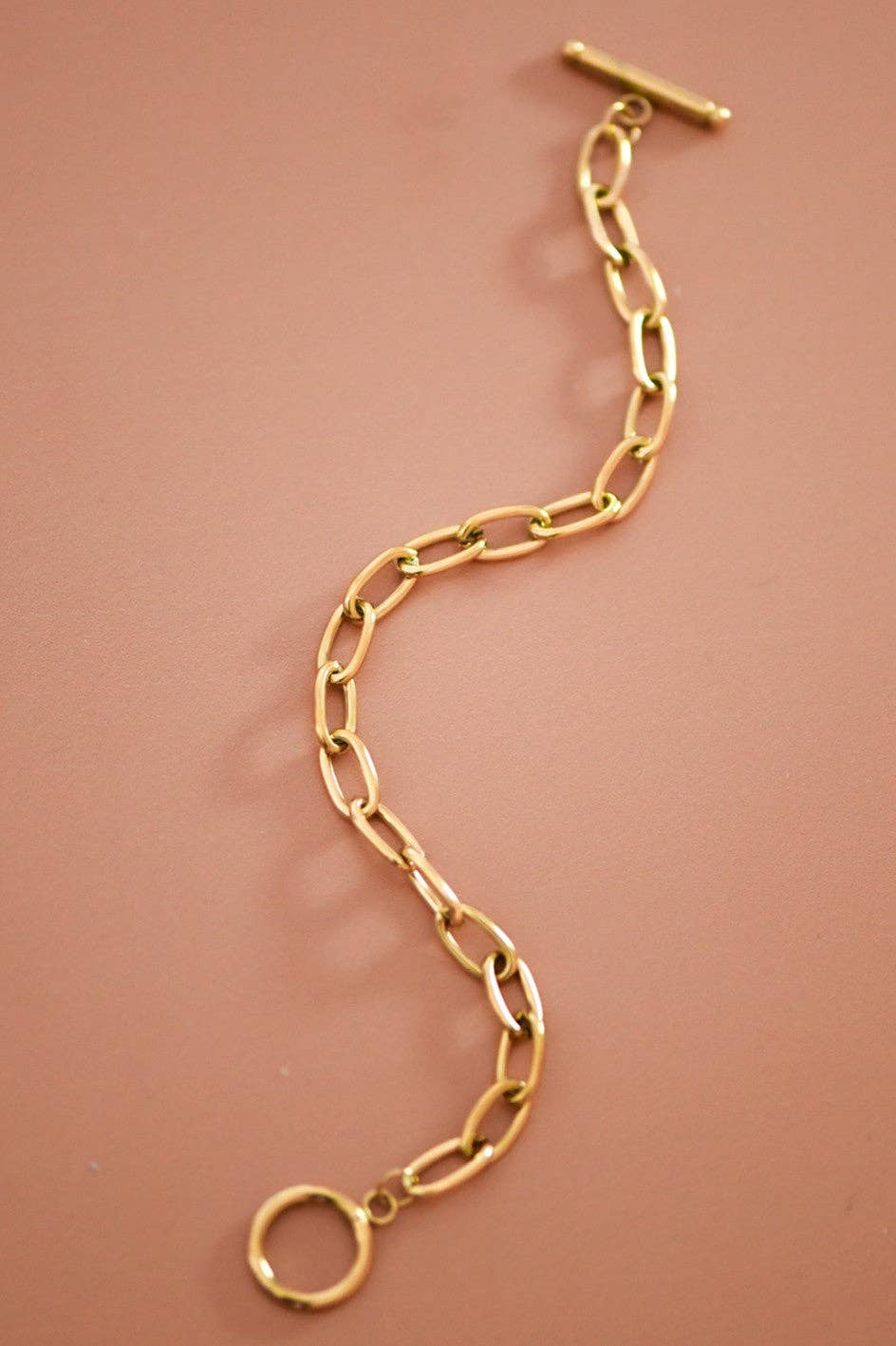 18K Gold Plated Paperclip Chain Stainless Steel Bracelet - 7365: S0OX3T7365