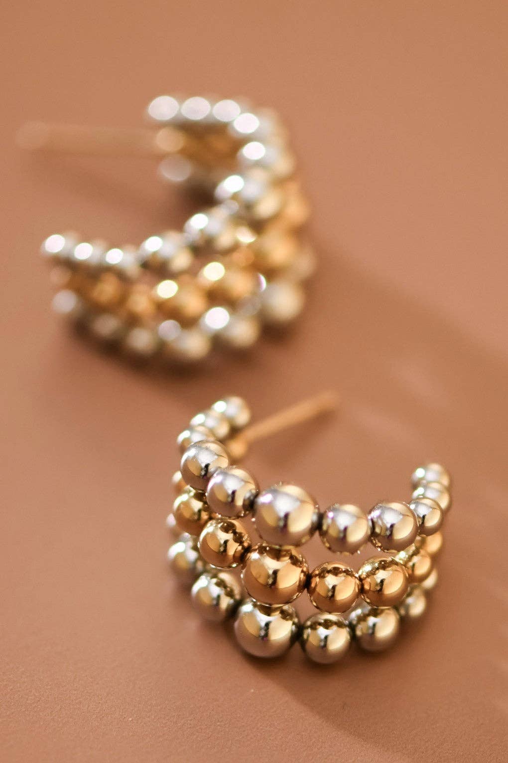 18K Gold Plated Waterproof Stainless Steel Hoop Earrings - 7850: S0OX3T7850 Two Tone