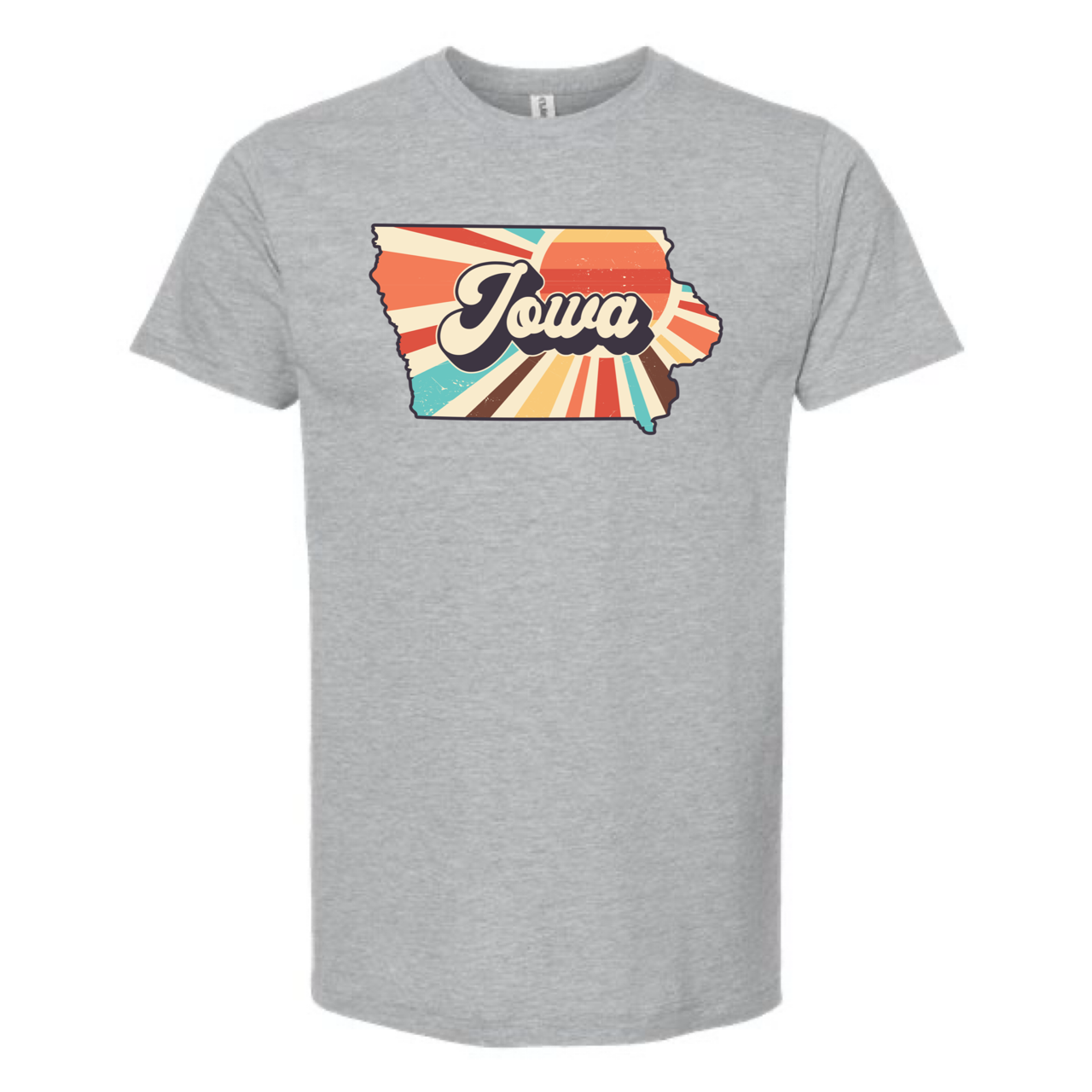 IOWA SUNSET T-SHIRT /  Multi Color Print: Heather Red