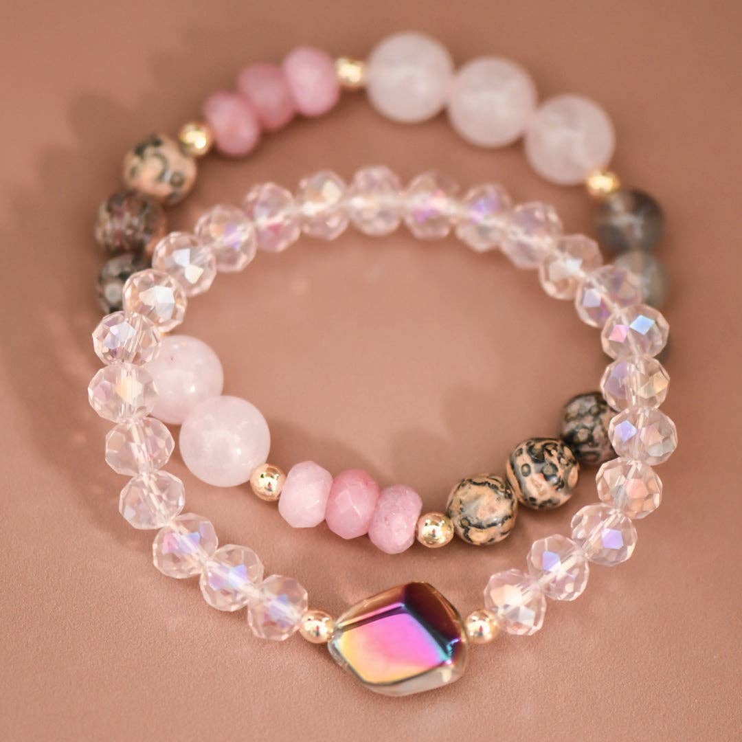 Boho Stretch Bracelet Set with Mixed Natural Stones – 8060: S0OX3T8060